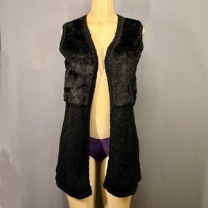 Style & Co | Faux Fur Open Front Vest | Black | S